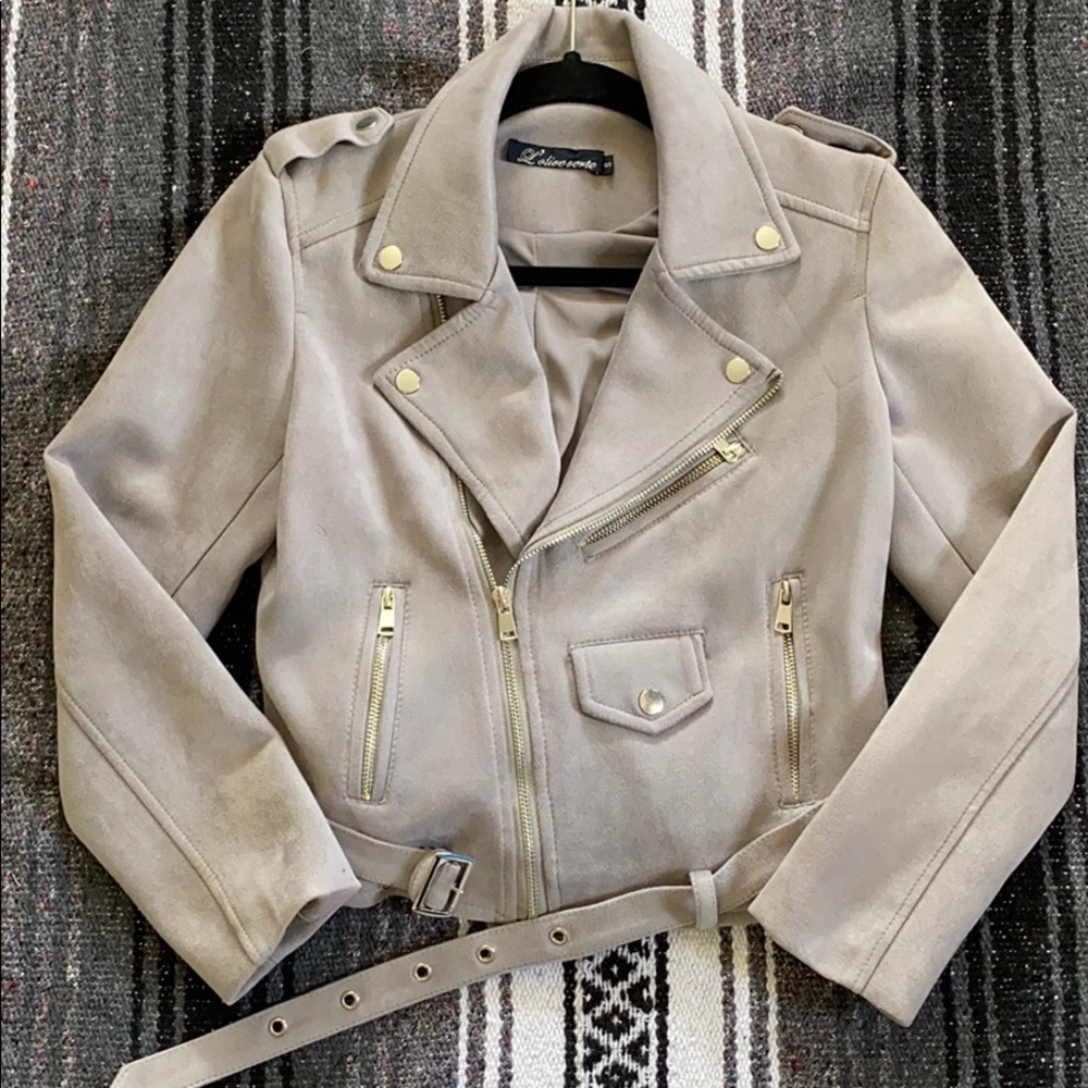 Gray Suede Moto Jacket